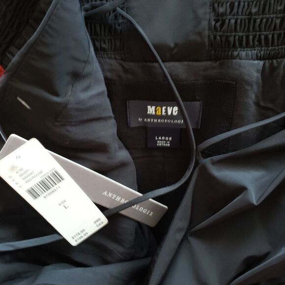 Maeve Bow Square Neck Tweed Strappy Mini Dress Red Black Women's Size Large - Picture 13 of 16